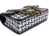 Chanel 23C Woven Houndstooth Black White Flap Bag GHW BD9