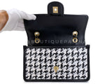 Chanel 23C Woven Houndstooth Black White Flap Bag GHW BD9