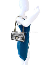 Chanel 23C Woven Houndstooth Black White Flap Bag GHW BD9