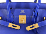 Hermès Birkin 30 Bleu Electric Novillo Tote Bag 24k GHW QC5