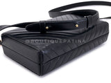 Chanel 18K Black Lambskin Chevron Crossbody Hard Clutch Bag GHW 7ZB