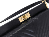 Chanel 18K Black Lambskin Chevron Crossbody Hard Clutch Bag GHW 7ZB