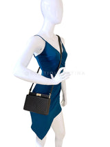 Chanel 18K Black Lambskin Chevron Crossbody Hard Clutch Bag GHW 7ZB