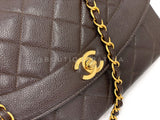 Chanel 1997 Vintage Brown Caviar Medium Diana Flap Bag 24k GHW 2C4