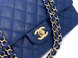 Chanel 2019 Dark Royal Blue Medium Caviar Classic Double Flap Bag GHW OKH