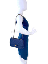 Chanel 2019 Dark Royal Blue Medium Caviar Classic Double Flap Bag GHW OKH