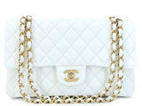 Chanel Bone Ivory White Caviar Medium Classic Double Flap Bag GHW 4OO