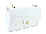 Chanel Bone Ivory White Caviar Medium Classic Double Flap Bag GHW 4OO