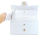 Chanel Bone Ivory White Caviar Medium Classic Double Flap Bag GHW 4OO