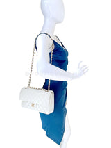 Chanel Bone Ivory White Caviar Medium Classic Double Flap Bag GHW 4OO