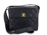 Chanel 1996 Vintage Black Caviar Box Crossbody Flap Bag 24k GHW LX9