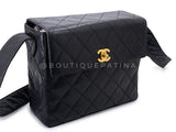 Chanel 1996 Vintage Black Caviar Box Crossbody Flap Bag 24k GHW LX9