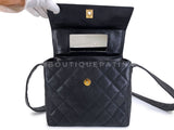 Chanel 1996 Vintage Black Caviar Box Crossbody Flap Bag 24k GHW LX9