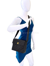 Chanel 1996 Vintage Black Caviar Box Crossbody Flap Bag 24k GHW LX9