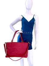 Chanel 2006 Vintage Red Caviar Timeless CC Business Tote GHW OF6
