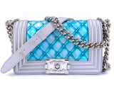 Chanel 18S Turquoise Mermaid Iridescent Water Boy Flap Bag Small 5N0