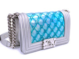 Chanel 18S Turquoise Mermaid Iridescent Water Boy Flap Bag Small 5N0