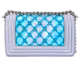 Chanel 18S Turquoise Mermaid Iridescent Water Boy Flap Bag Small 5N0