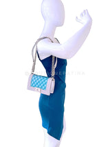 Chanel 18S Turquoise Mermaid Iridescent Water Boy Flap Bag Small 5N0