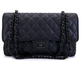 Chanel 17S So Black Medium Classic Double Flap Bag Calfskin QB8