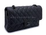 Chanel 17S So Black Medium Classic Double Flap Bag Calfskin QB8