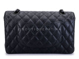 Chanel 17S So Black Medium Classic Double Flap Bag Calfskin QB8
