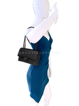 Chanel 17S So Black Medium Classic Double Flap Bag Calfskin QB8