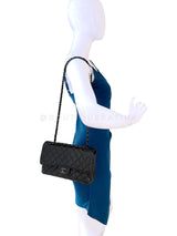 Chanel 17S So Black Medium Classic Double Flap Bag Calfskin QB8