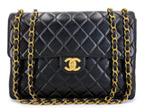Chanel 1996 Vintage Black Jumbo Classic Flap Bag 24k GHW Lambskin GRP