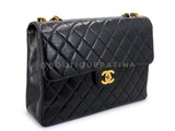 Chanel 1996 Vintage Black Jumbo Classic Flap Bag 24k GHW Lambskin GRP