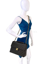 Chanel 1996 Vintage Black Jumbo Classic Flap Bag 24k GHW Lambskin GRP
