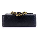 Chanel Vintage 1989 Black Mini Flap Bag Classic Lambskin 20cm 24k GHW FEL