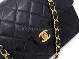 Chanel Vintage 1989 Black Mini Flap Bag Classic Lambskin 20cm 24k GHW FEL