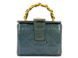 Chanel 1995 Runway Patent Forest Green Mini Vanity Case Bag 24k GHW 3UG