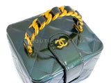 Chanel 1995 Runway Patent Forest Green Mini Vanity Case Bag 24k GHW 3UG
