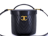 Chanel Vintage Lambskin Chevron Round Vanity Case Bag 24k GHW TT1