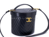 Chanel Vintage Lambskin Chevron Round Vanity Case Bag 24k GHW TT1