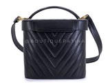 Chanel Vintage Lambskin Chevron Round Vanity Case Bag 24k GHW TT1
