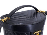 Chanel Vintage Lambskin Chevron Round Vanity Case Bag 24k GHW TT1