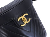 Chanel Vintage Lambskin Chevron Round Vanity Case Bag 24k GHW TT1