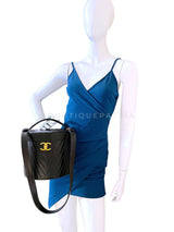 Chanel Vintage Lambskin Chevron Round Vanity Case Bag 24k GHW TT1