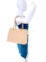 Chanel Beige Caviar Grand Shopper Tote GST Bag GHW SJU