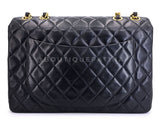 Chanel 1994 Vintage Black Maxi Classic Flap Bag 24k GHW FTD