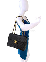 Chanel 1994 Vintage Black Maxi Classic Flap Bag 24k GHW FTD