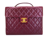 Chanel Vintage 1994 Wine Burgundy Caviar Briefcase Tote Bag 24k GHW CRG