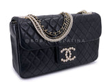 Chanel 2013 Black Westminster Pearl and Chain Flap Bag TL6