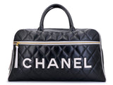 Chanel 1995 Vintage Black Letter Large Bowler Duffle Bag U3N