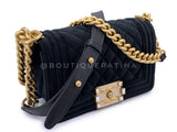 Chanel Small Boy Flap Bag Black Velvet Emerald-Cut Crystal Clasp GHW UGC