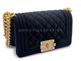 Chanel Small Boy Flap Bag Black Velvet Emerald-Cut Crystal Clasp GHW UGC