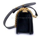 Chanel Small Boy Flap Bag Black Velvet Emerald-Cut Crystal Clasp GHW UGC